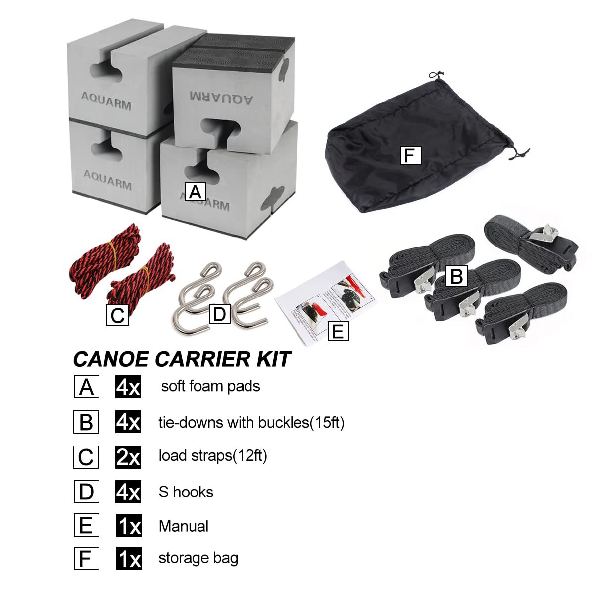Deluxe Canoe Foam Blocks for Roof Universal Canoe Carrier Kit Soft Canoe Pads Ca
