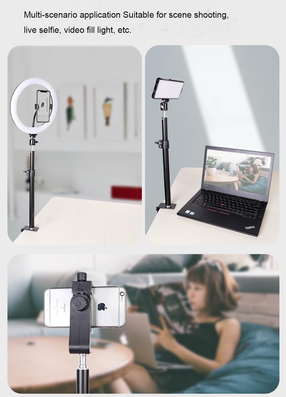 Camera Desk Mount with C Clamp, 18″-23″ Adjustable Desktop 18″ – 29″, black