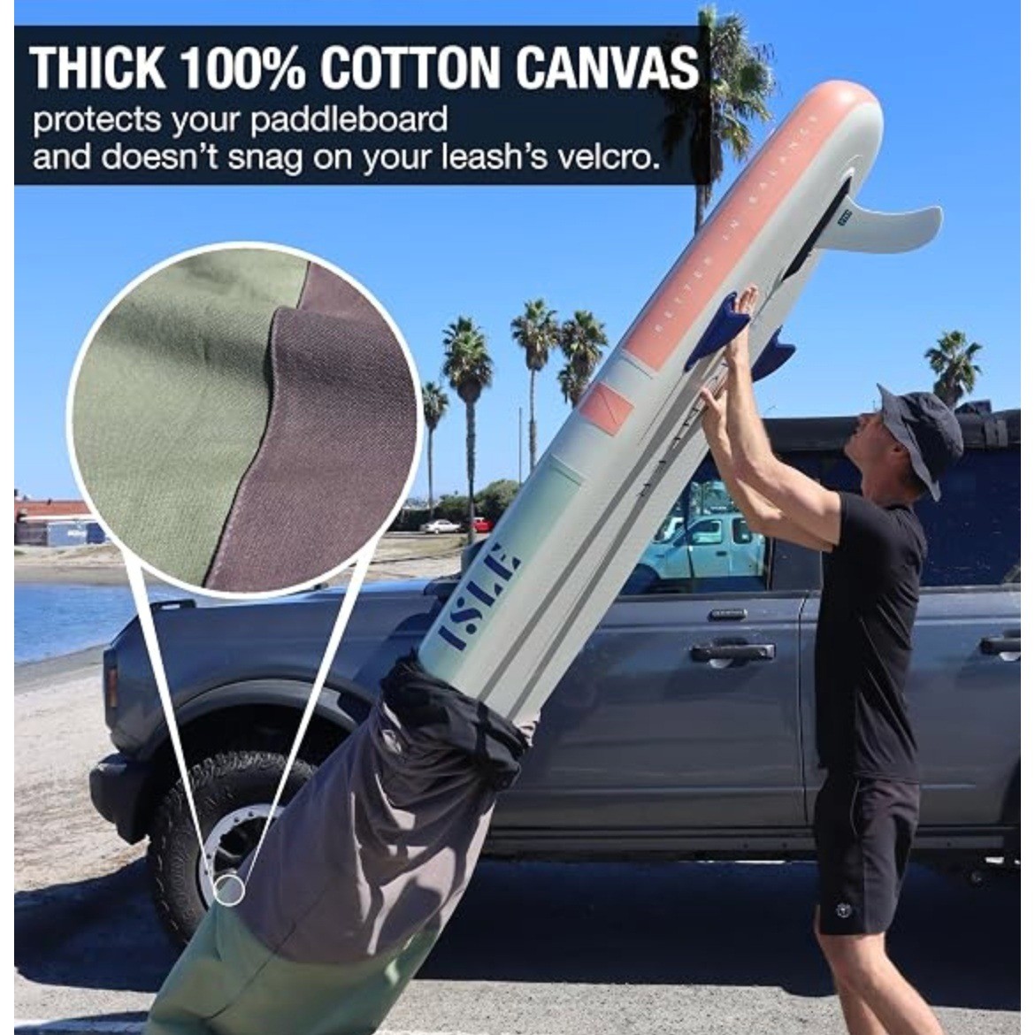 Ho Stevie! Canvas SUP Bag Canvas Cover 12′ Black Gray Green Paddleboard Outdoor