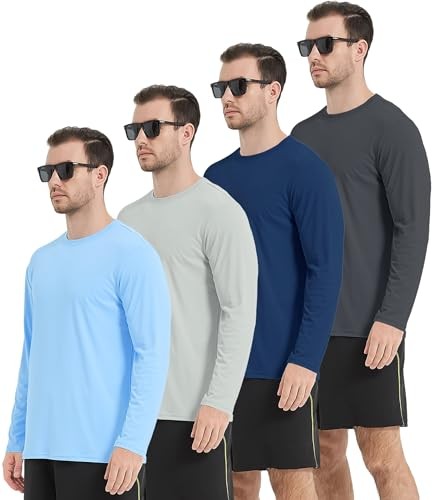 4 Pack Men’s UPF 50+ Rash Guard Swim Medium 1 Blue 1 Gray 1 Navy 1 Charcoal