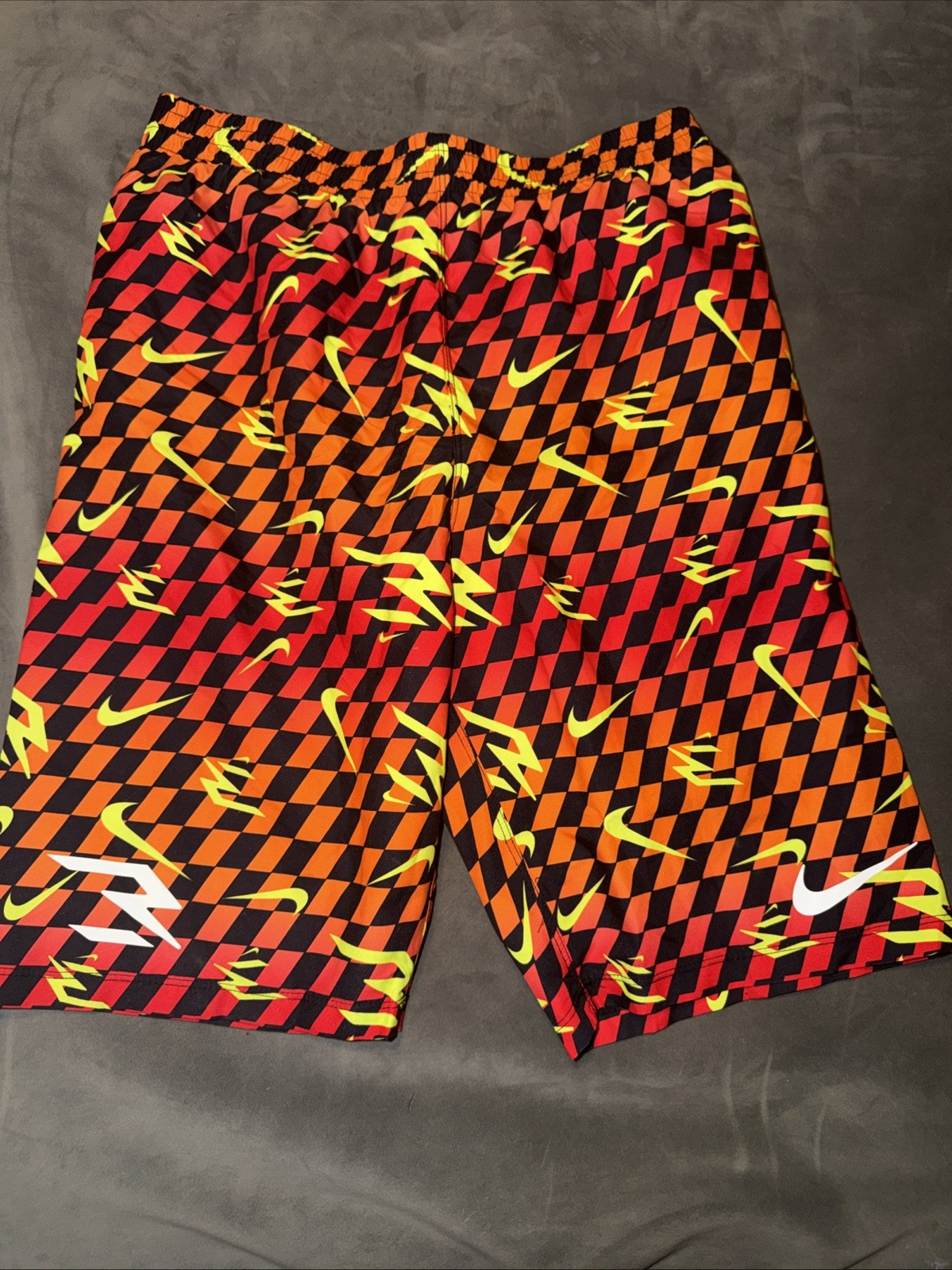 Nike 3 Brand Youth Boys Swim Trunks With Liner Sz XL Orange/Red/Grn