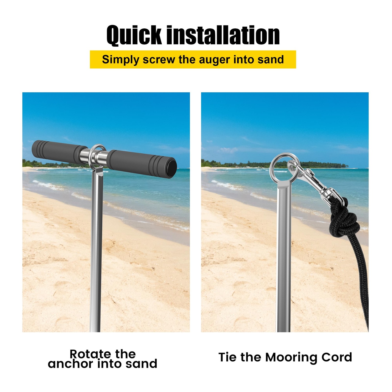 31″ Boat Sand Anchor, 316 Stainless Steel Screw-in Shallow Water Anchor