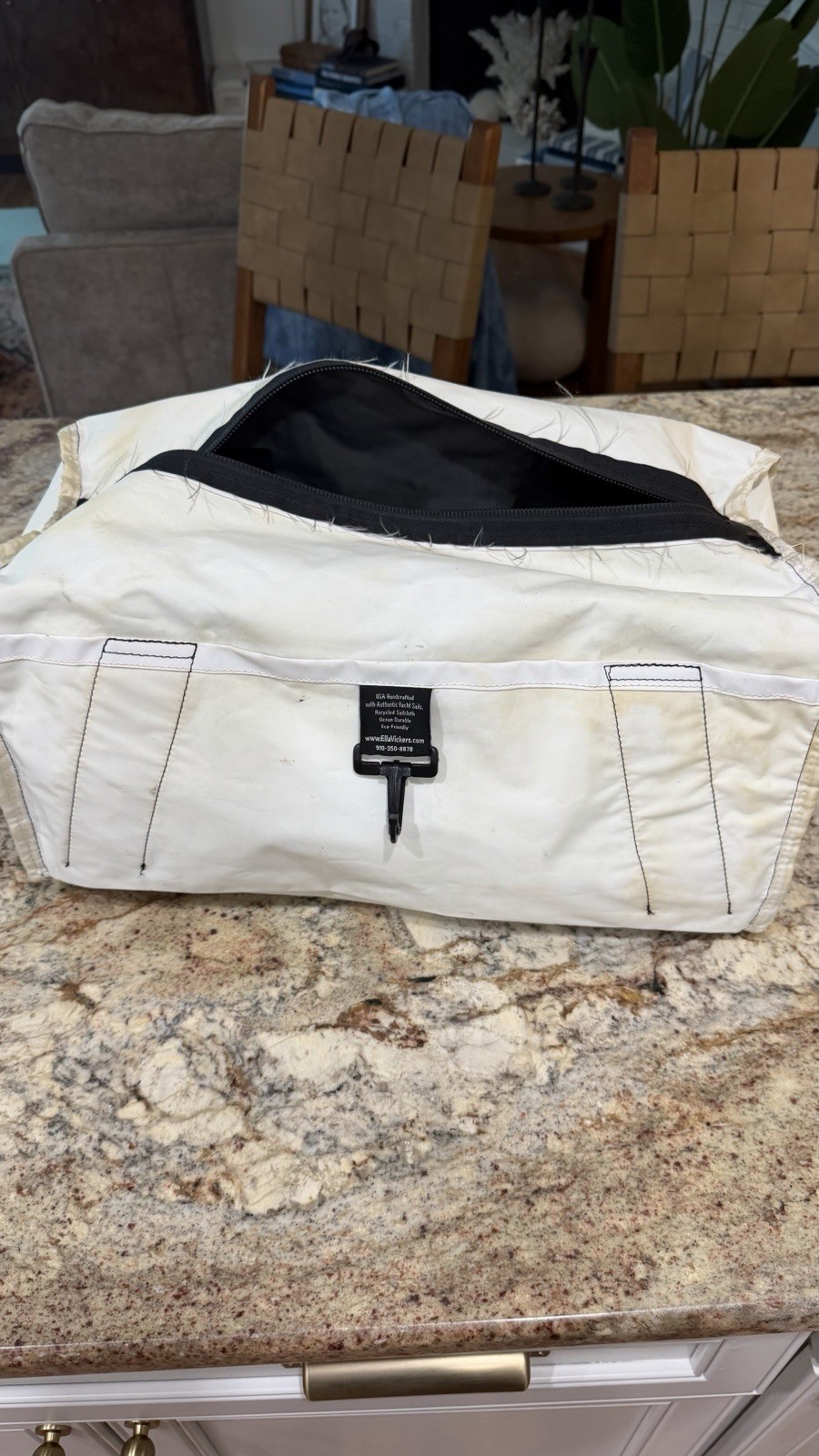 Ella Vickers Sailcloth Duffle Tote Bag Water Resistant #7 Black Gray