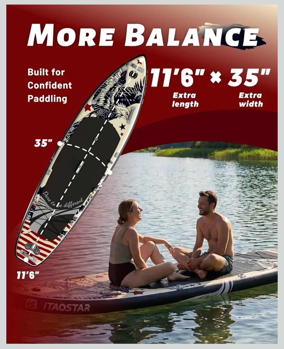 iTAOSTAR 11’6″ x 35″ Extra Wide Inflatable Stand Up Paddle Board Kit N26A