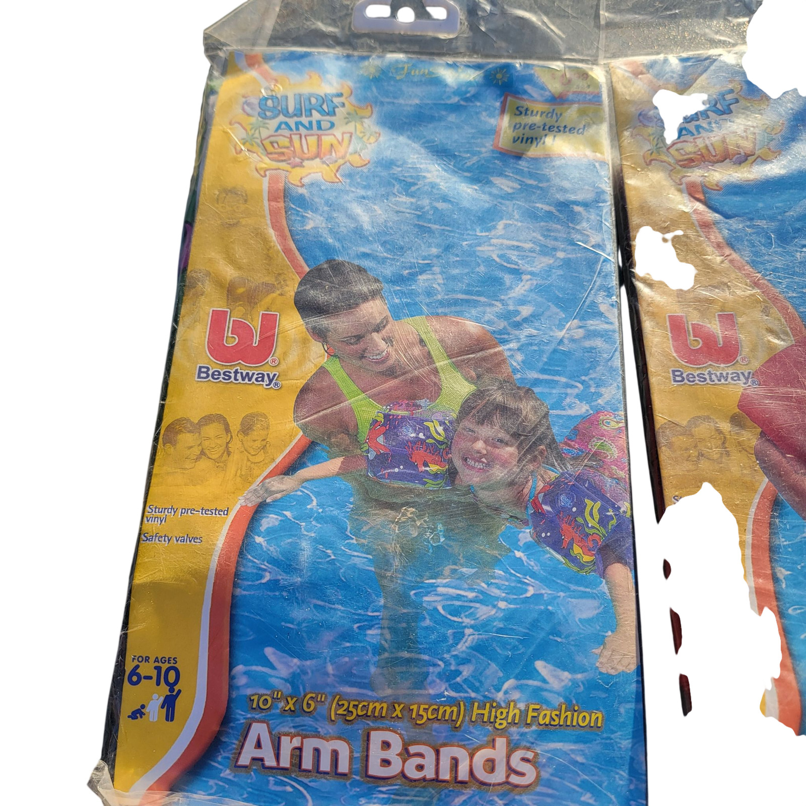Vintage Arm Bands Kids 3-6 6-10 Inflatable Swim Floaties Surf And Sun