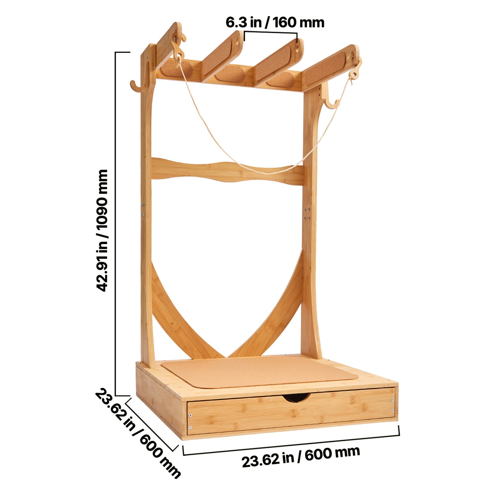 Uimoso Vertical Surfboard Rack 3 Tiers Wooden Stand for Storage and Display