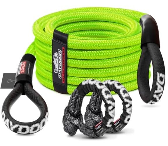 Recovery Tow Rope Kit with 2 Soft Shackles, 7/16 Inch x 30 ft 31,200 Lbs