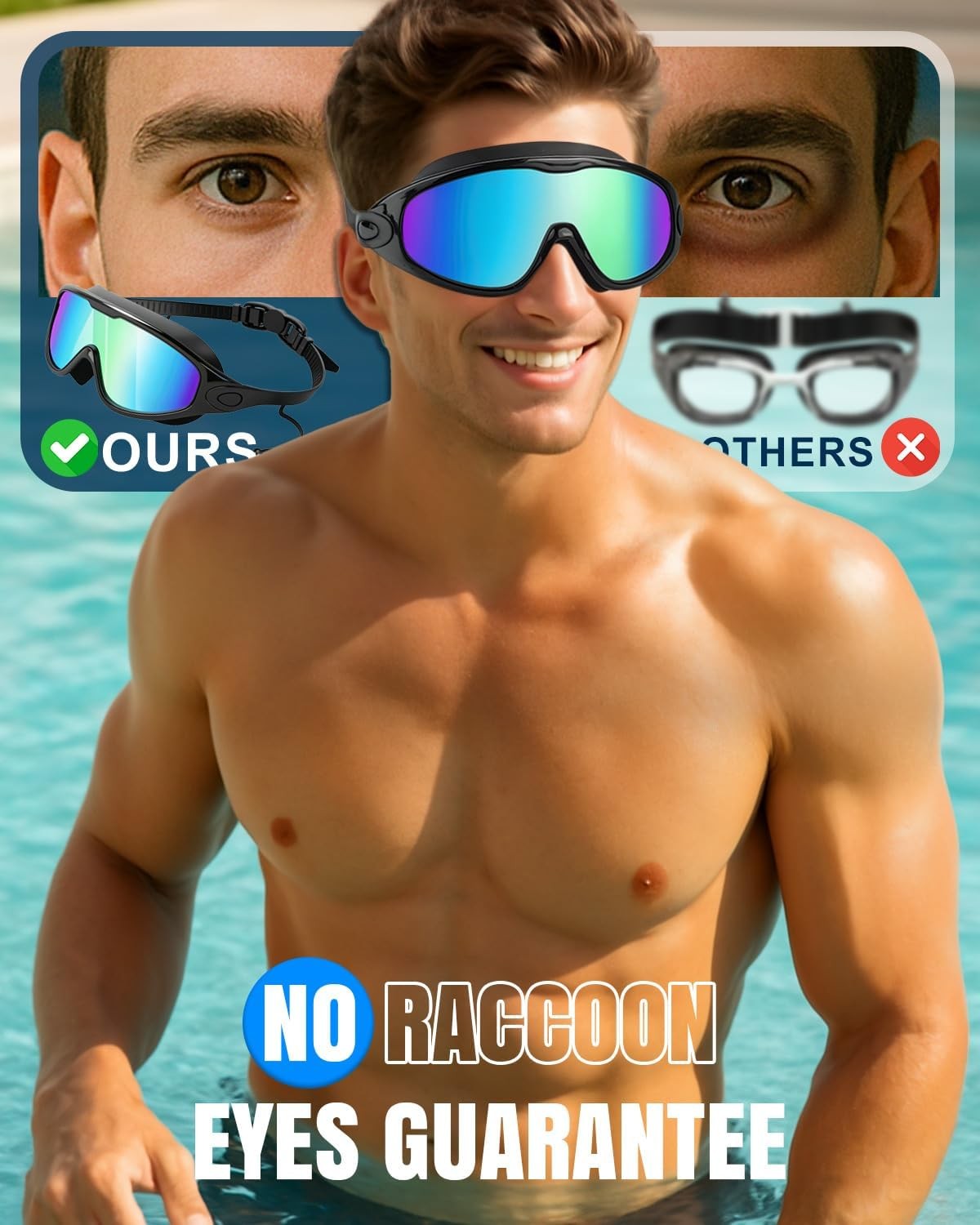 Wide View Anti Fog UV Protection Adult Swimming Goggles No Leaking Swim Glasses