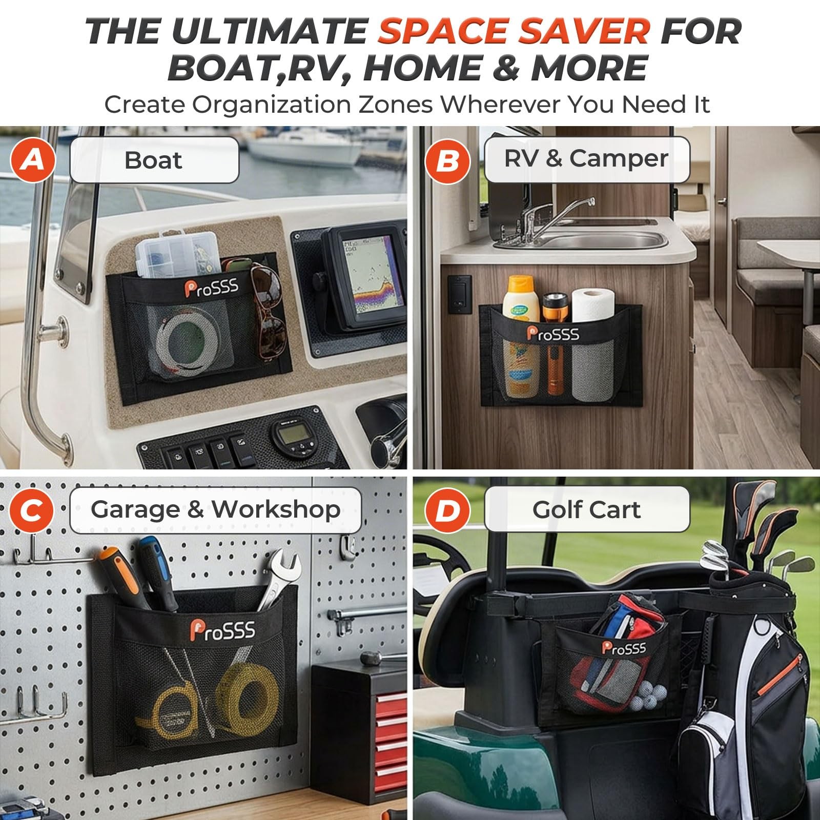1PC Boat 10″*7″ Self-Adhesive Storage Mesh Bag,Marine Organizer for Tools & B…