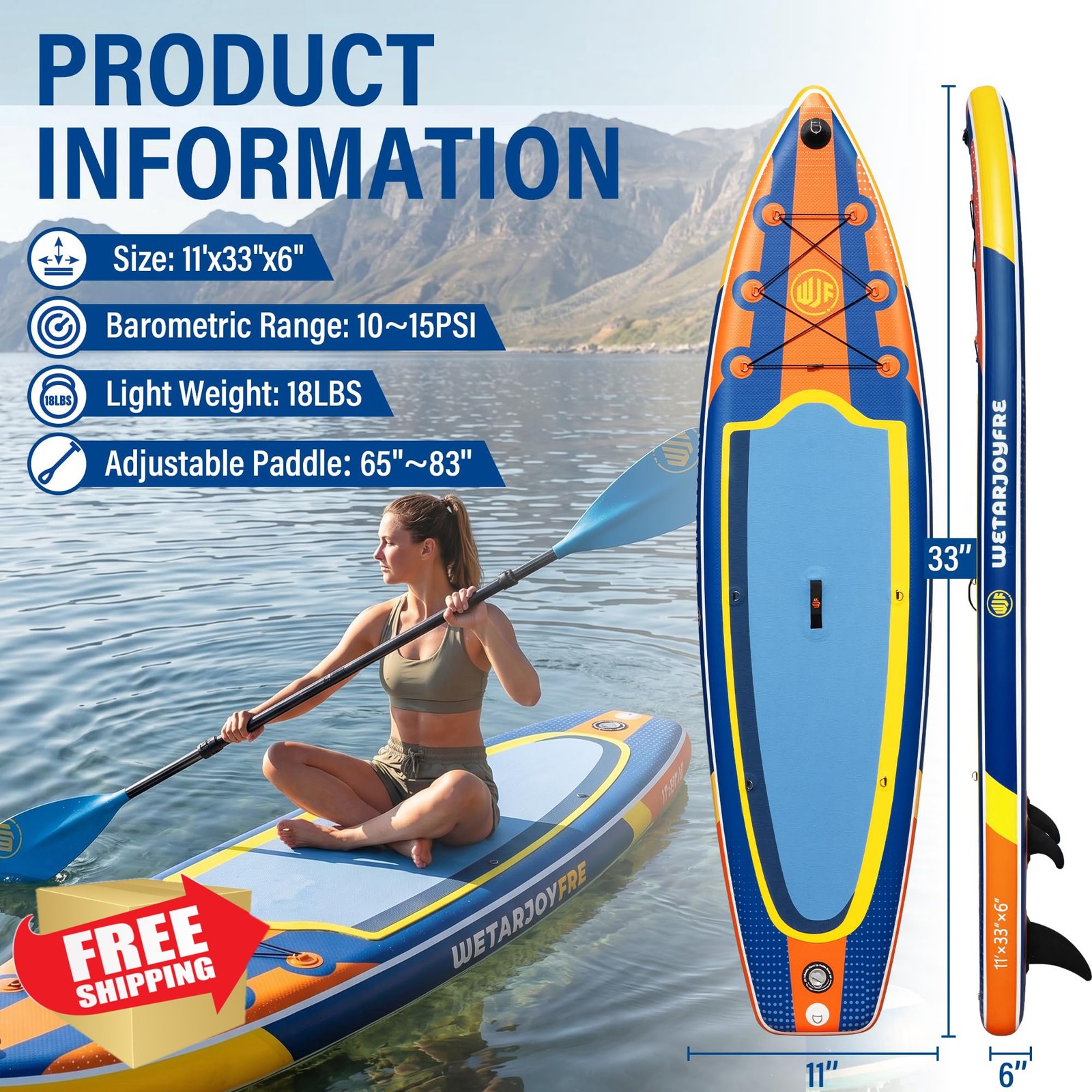 Wetarjoyfre Inflatable SUP 11ft Blue WJF-COL-blue