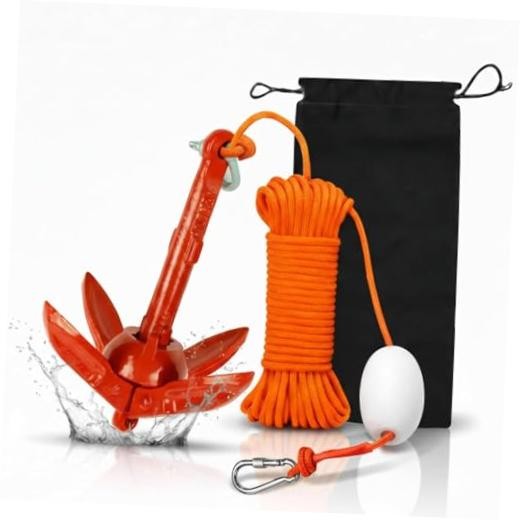 Kayak Anchor Kit 1.5/3.5lb Folding Small Boat Anchor for Paddle Board Red1.5lb