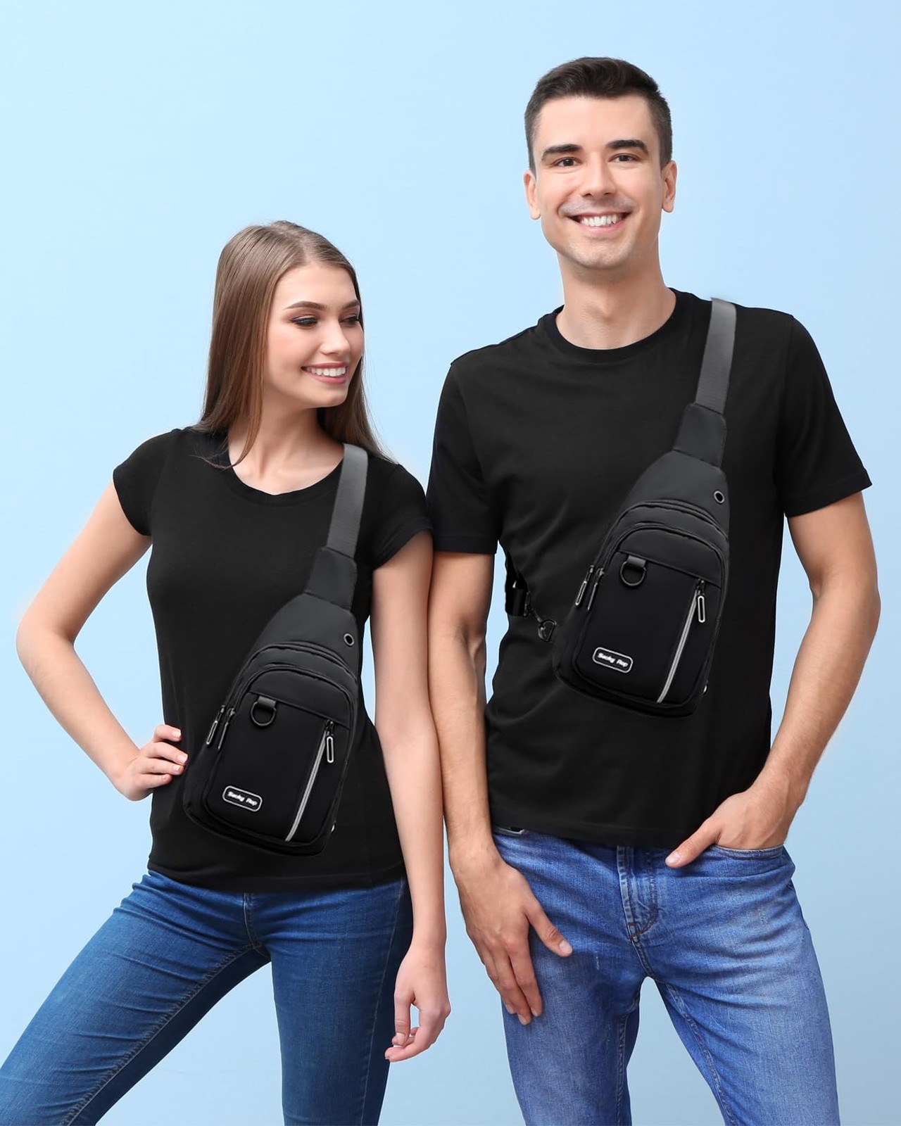 Seoky Rop Sling Bag for Women Men One Shoulder Crossbody Small, Black