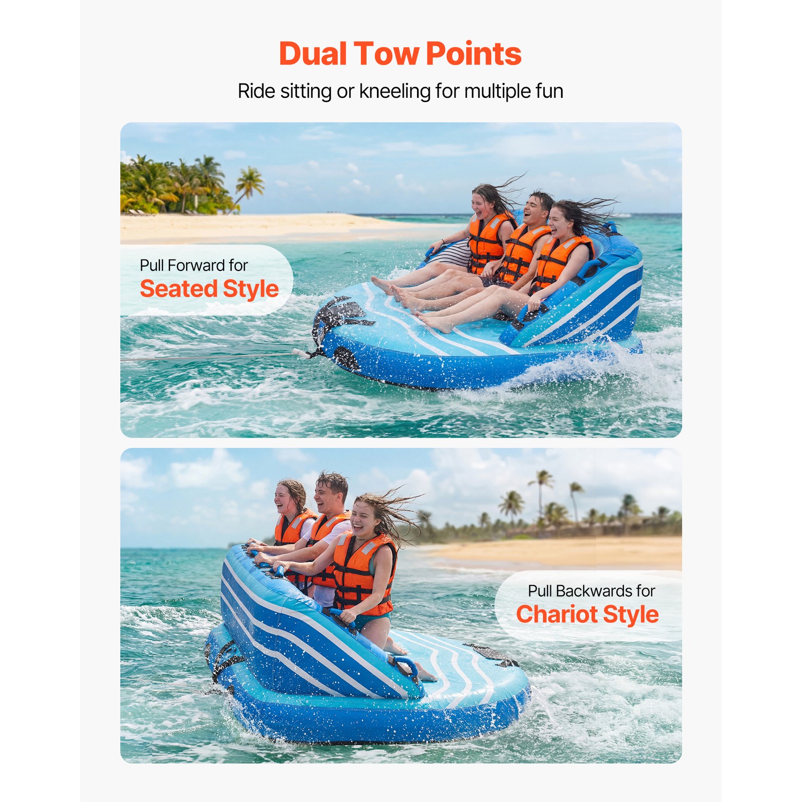 Uimoso Towable Tubes for 3 Riders – Inflatable Water Sports and Boating Fun