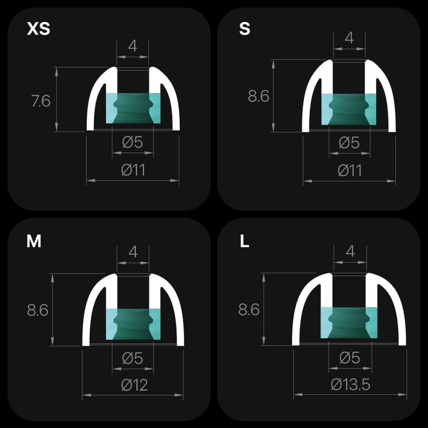 WHIZZER LT100 Liquid Silicone Eartips, 4 Pairs XS/S/M/L, Soft Replacement for…
