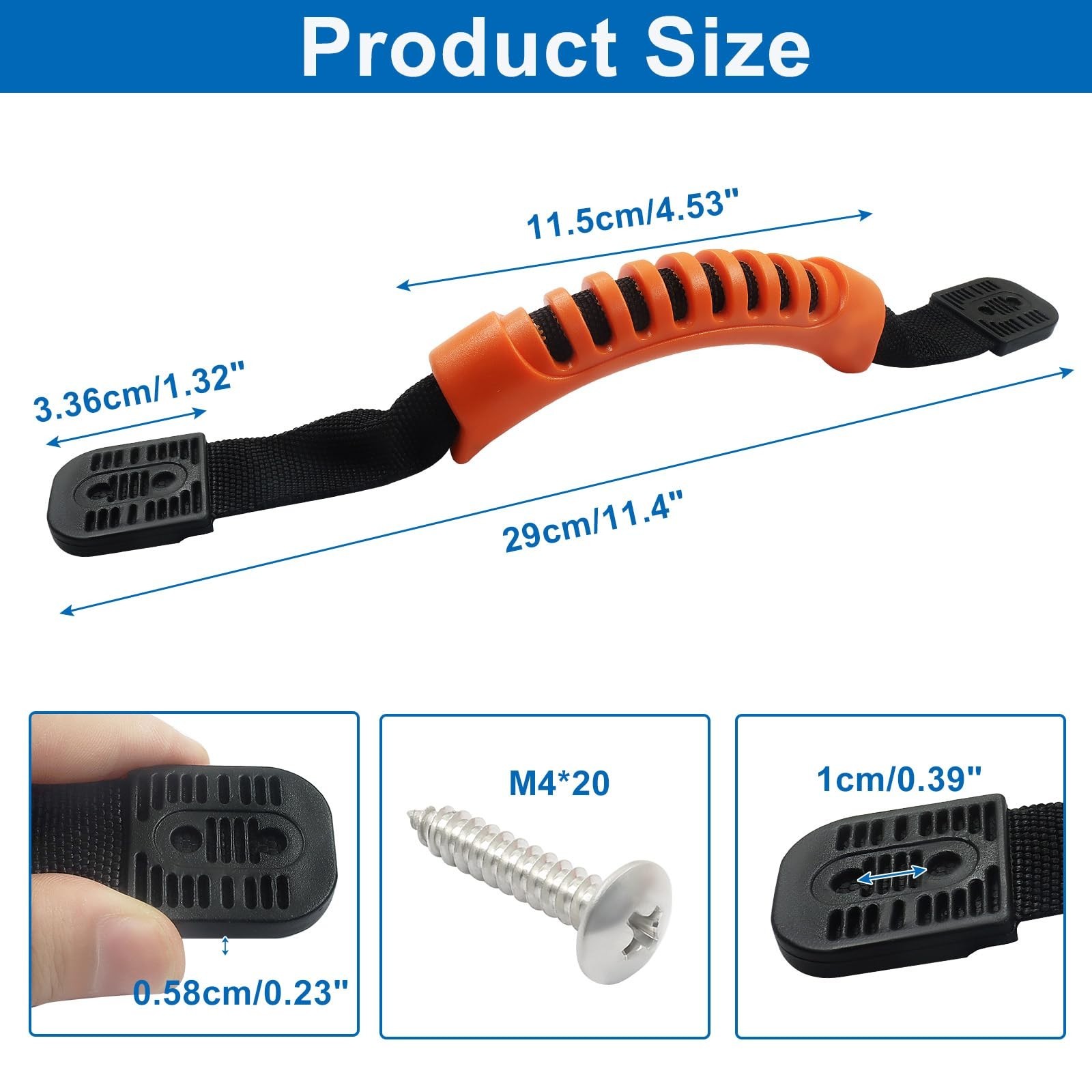 Kayak Carry Handle Replacement 2 Pack Universal Two Hole Grab Handles Black