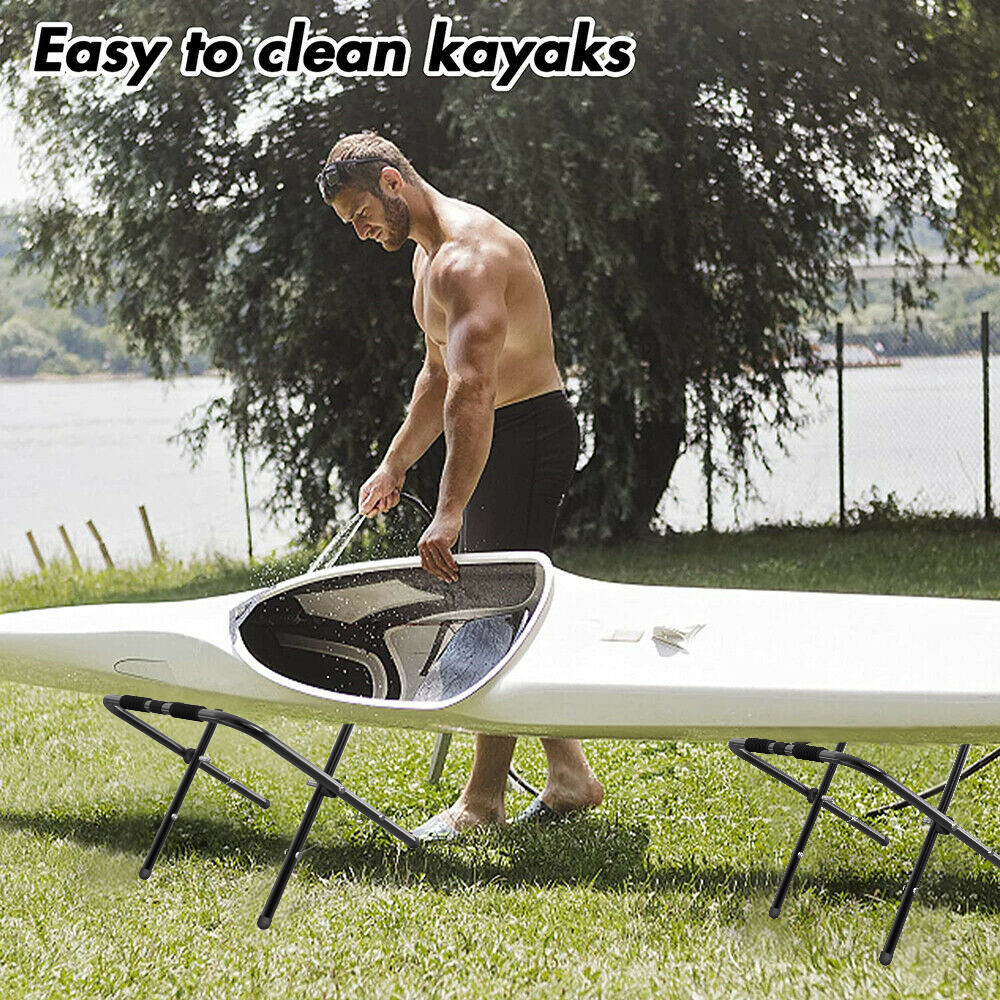 2 PC Kayak Canoe Boat Ski board Stand Rack Backet Standing Folding Freestanding