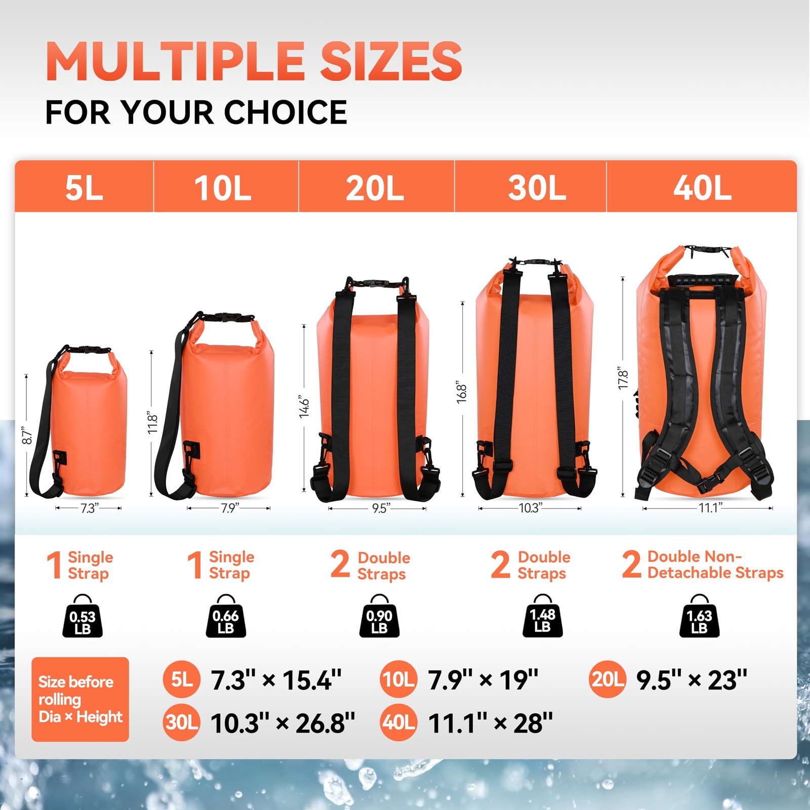 Waterproof Dry Bag 5L-40L Floating Roll Top Sack for Outdoor Gear