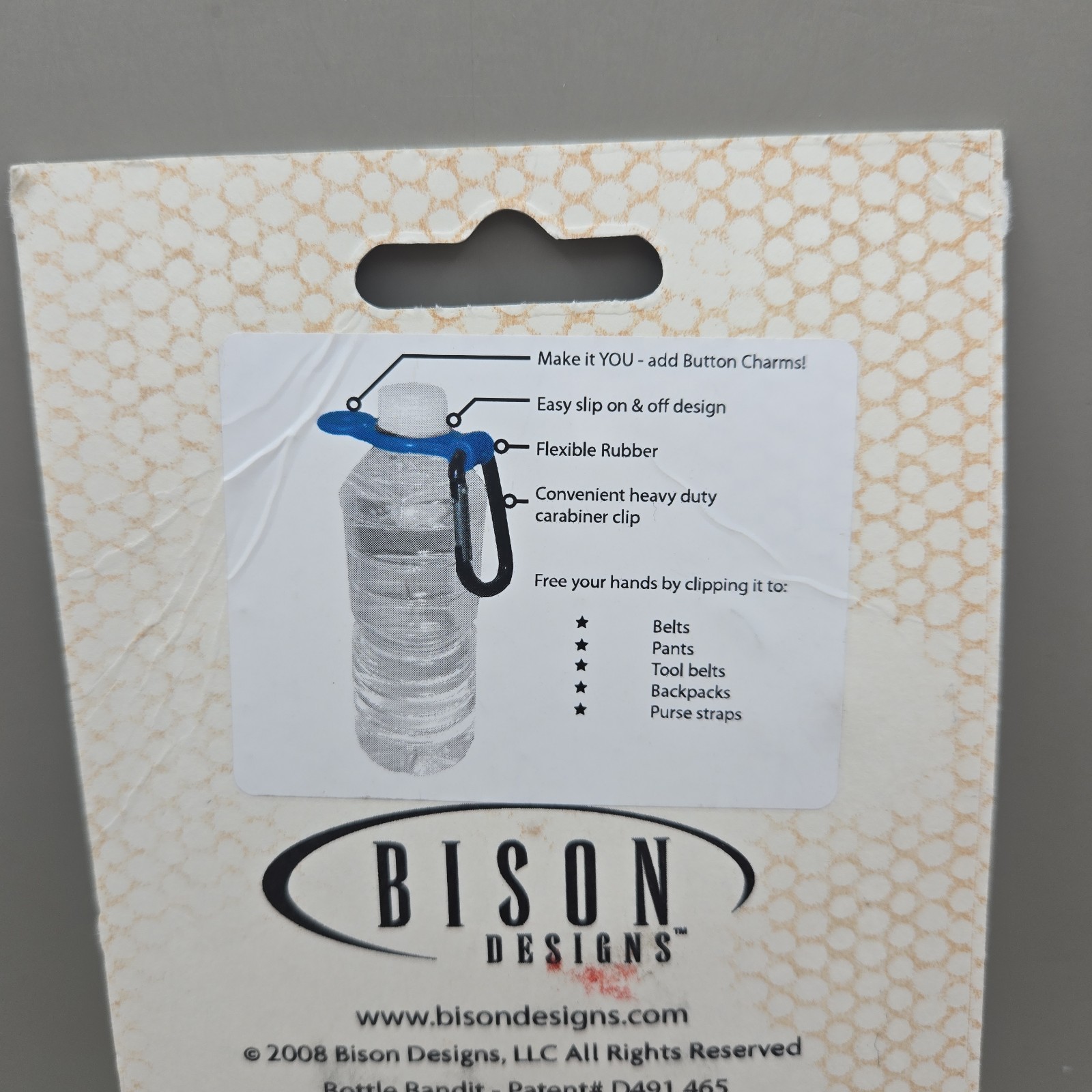 NEW Bottle Bandit Water Bottle Carabiner With Rafting Charms Bison Designs