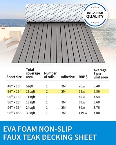 EVA Foam Boat Flooring with 3M Adhesive Backing Marine Self-Adhesive Decking