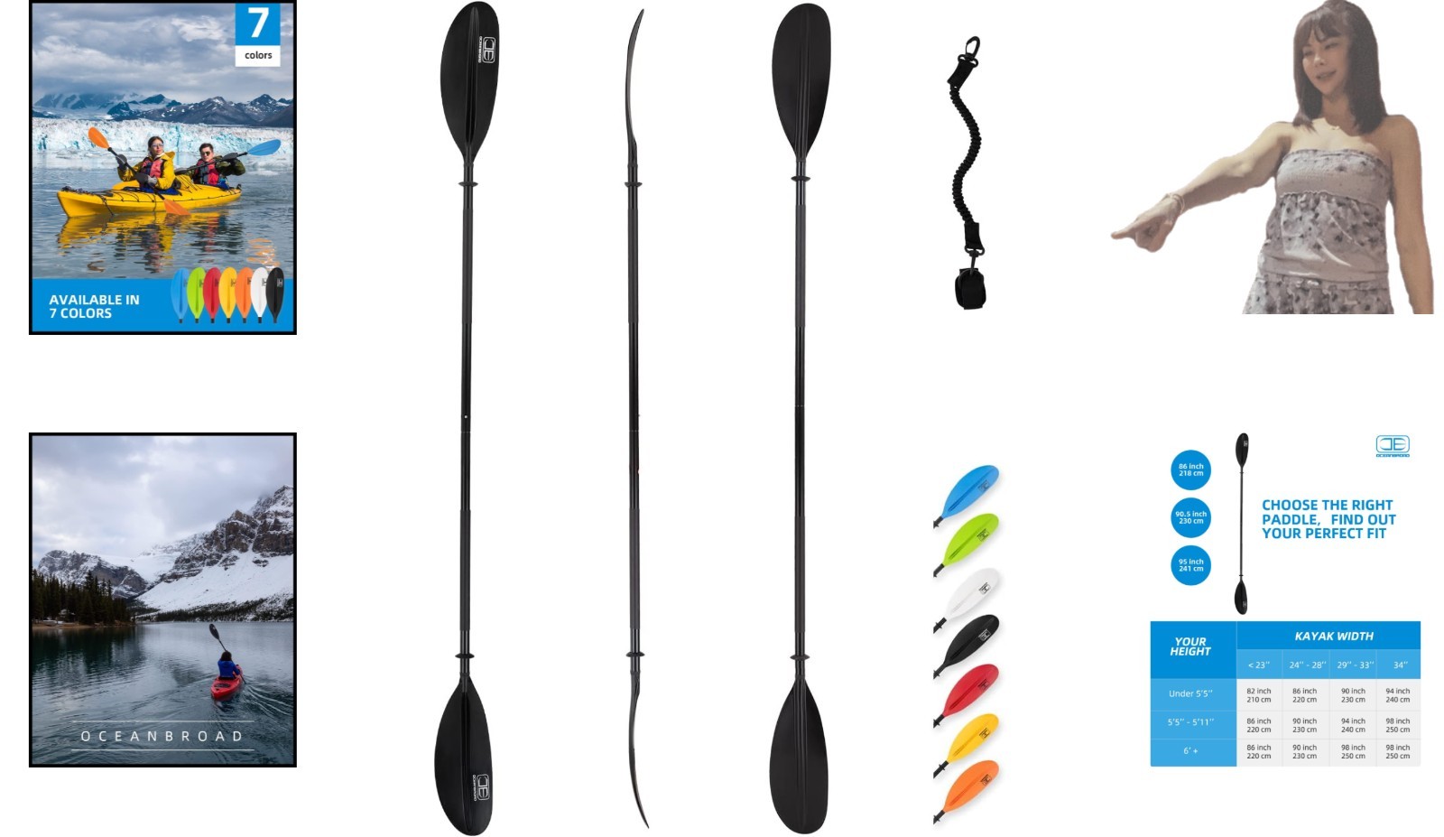 All-Season Kayak Paddle with Leash – Durable Aluminum & Fiberglass Reinforced…