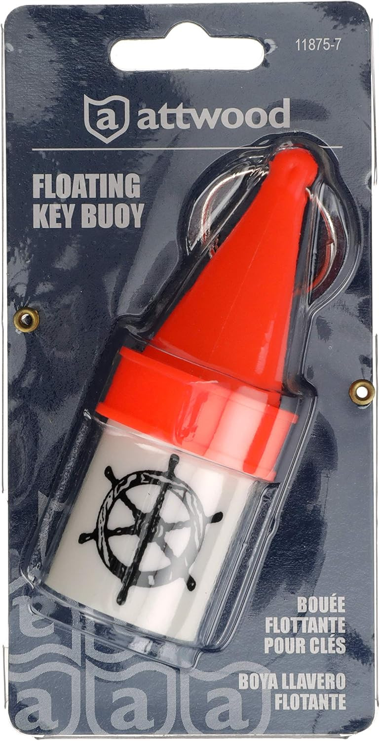 Attwood Floating Key Buoy With Key Ring Durable Water Resistant Orange Top