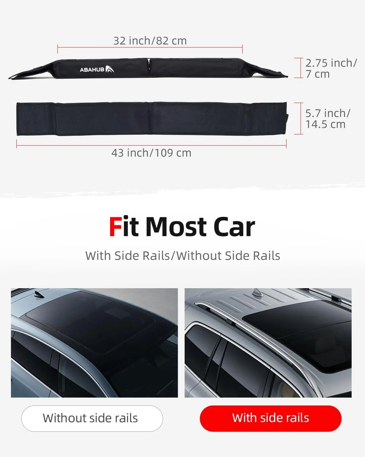 Abahub Soft Roof Rack Pads with 2 Tie Down Straps, 2 Tie Down Ropes, 2 Hood Loop