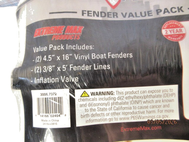 Extreme Max 3006.7378 BoatTector Inflatable Fender Value 2- Pack – 4.5 “x 16”