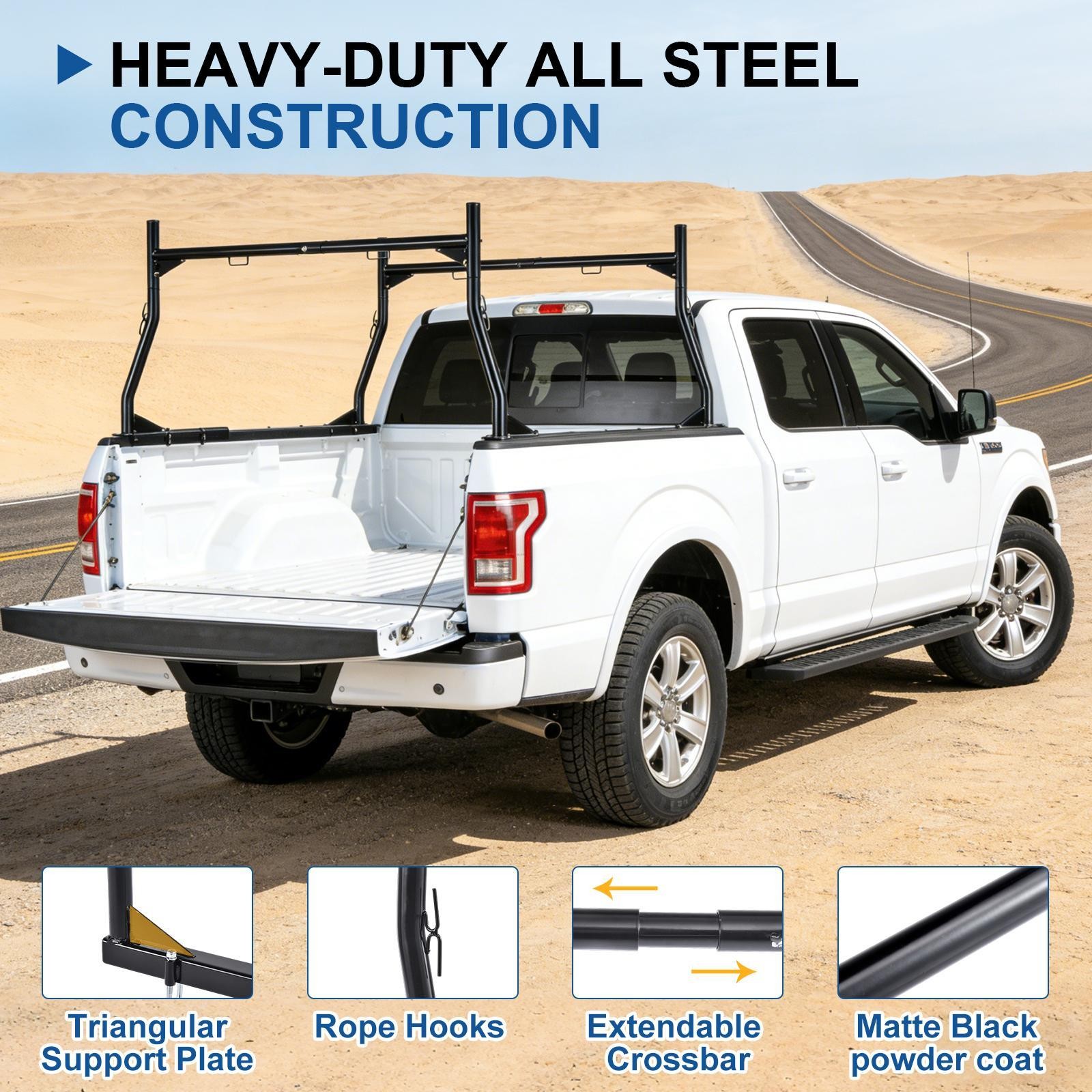 Universal Adjustable Pick up Truck Bed Ladder Rack Lumber Utility Kayak 800lbs