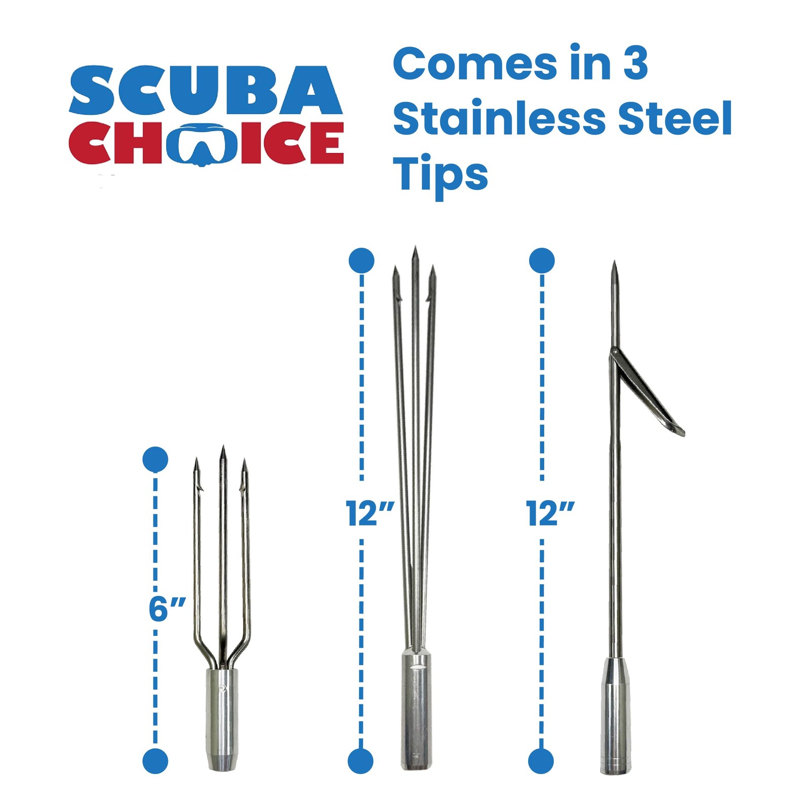 5′ (-Piece) Fiberglass Travel Pole Spear, 3 Speartip Set (12″ Paralyzer, Sing…