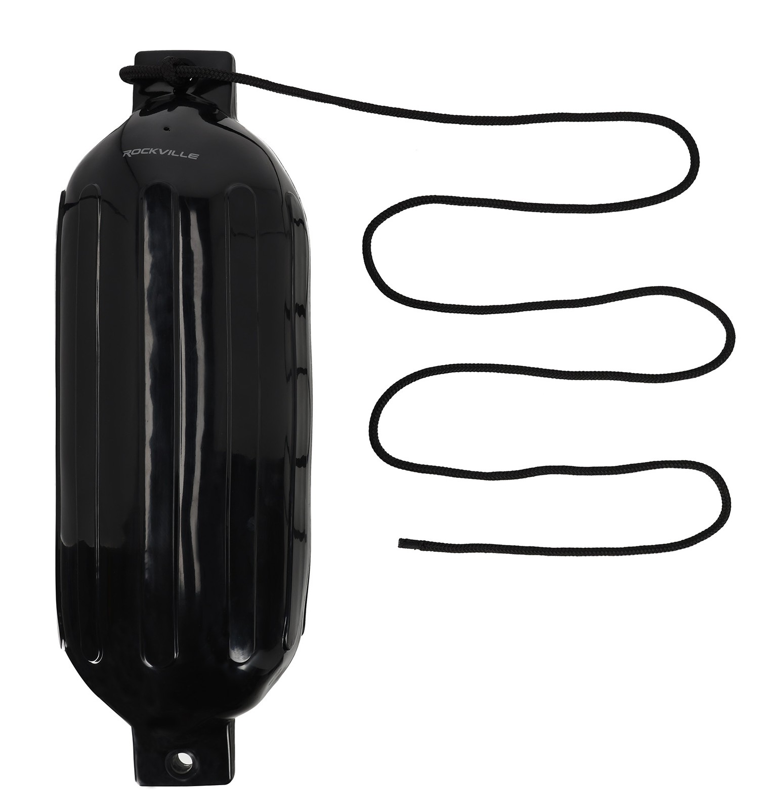 Rockville FEN210-BLACK Boat Fender Package 2 Bumpers 10″x30″, 2 Covers, 2 Lines