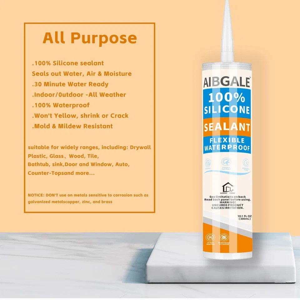 RTV Silicone Sealant Waterproof Gold Glitter, 100% Glitter
