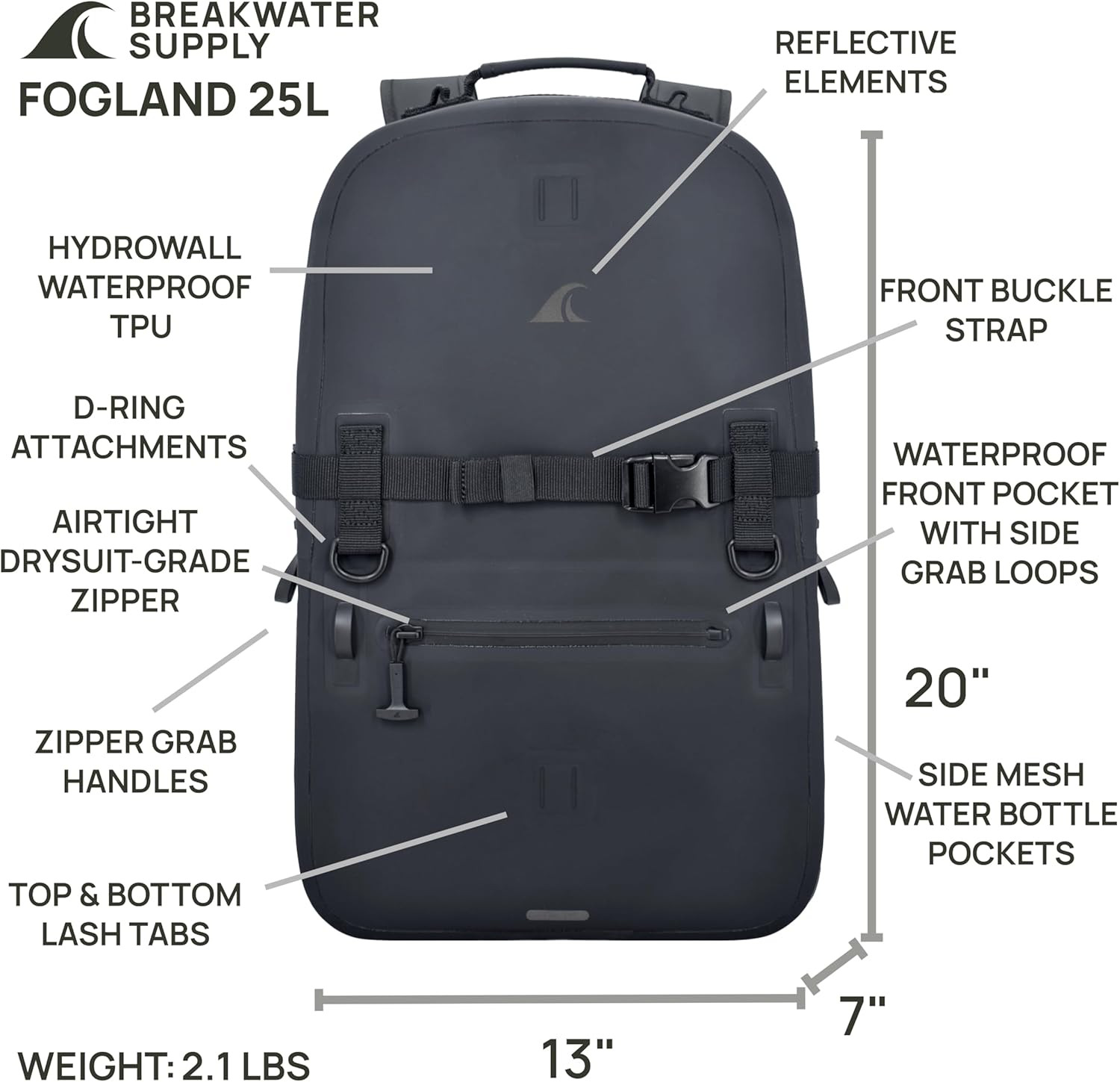 ™ Fogland Waterproof IP68 Submersible Backpack | Laptop Sleeve & Airtight Zipper
