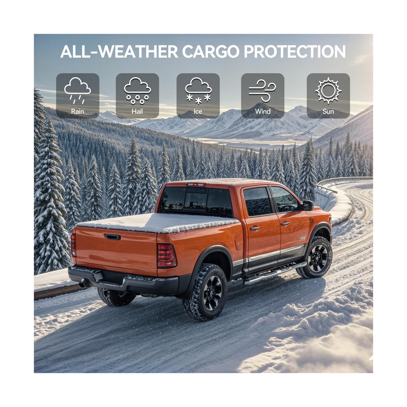 LEDKINGDOMUS Hard Trifold Truck Bed Tonneau Cover FRP Fits for Dodge Ram 1500…