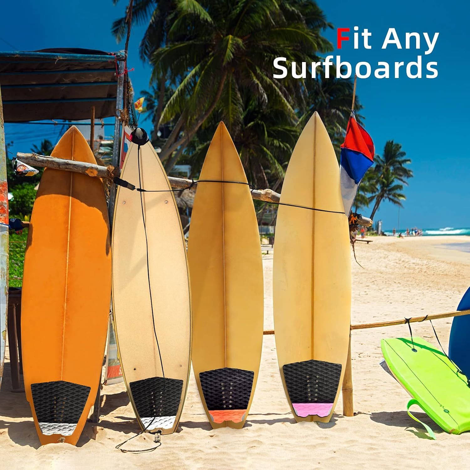 3 Piece EVA Surfboard Deck Traction Pads with Kicker for Stomp Skimboards, Surf
