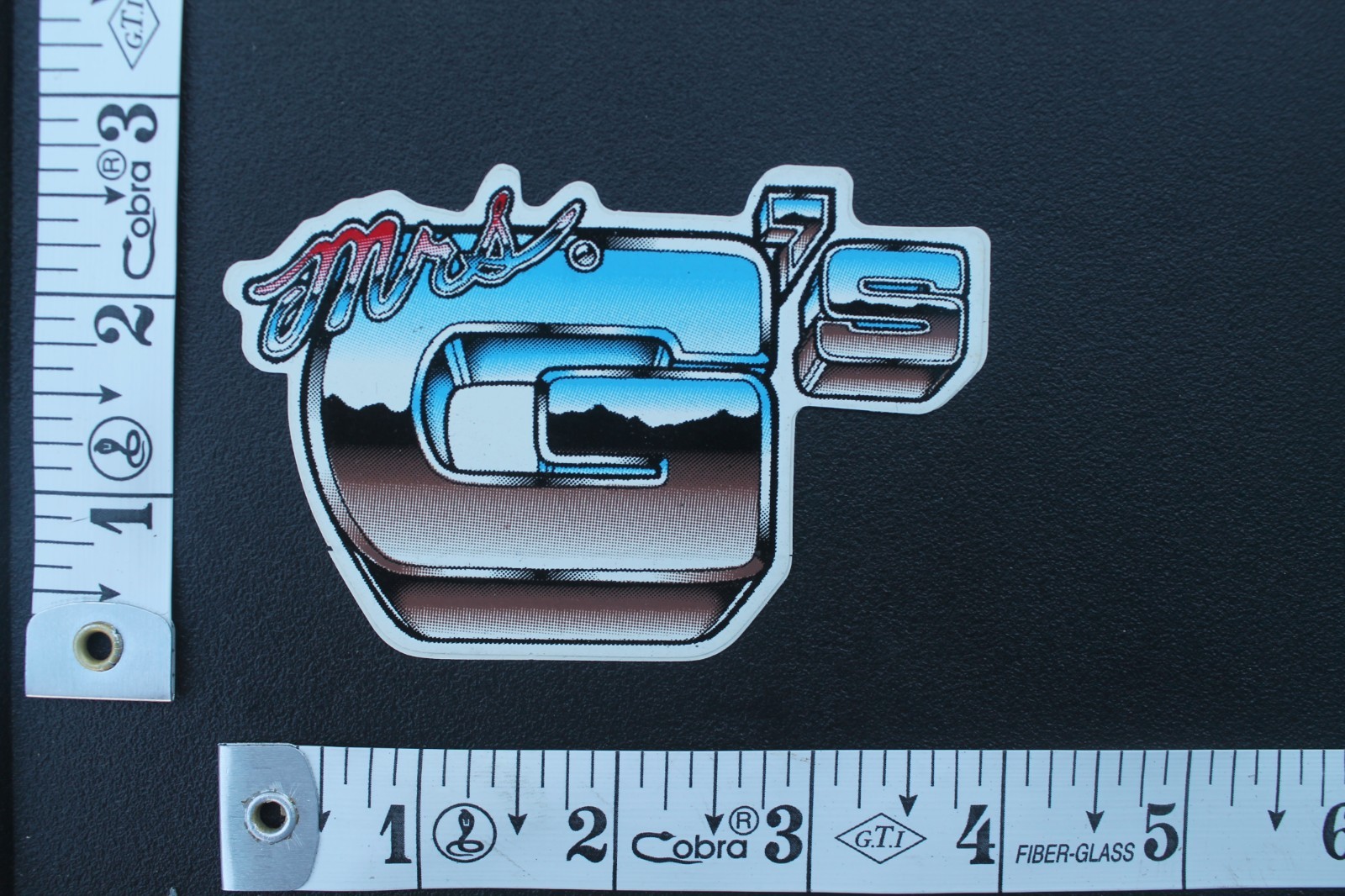 Mrs G’s Surf Skate Shop Chrome Silver Gangster Hood V9A Vintage Surfing STICKER