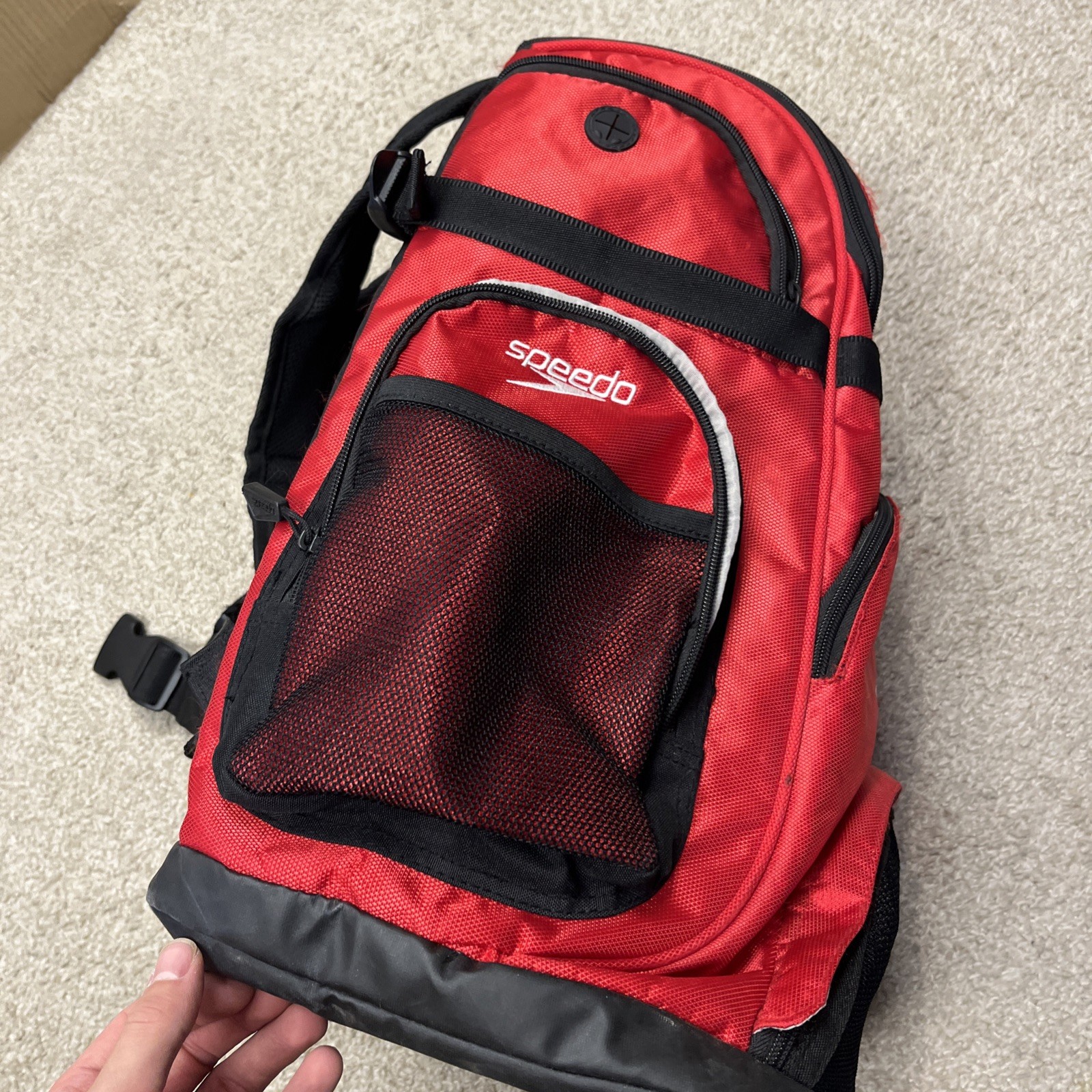 Speedo 35L Teamster Large Swim Backpack Red with Dirt Wet Compartment