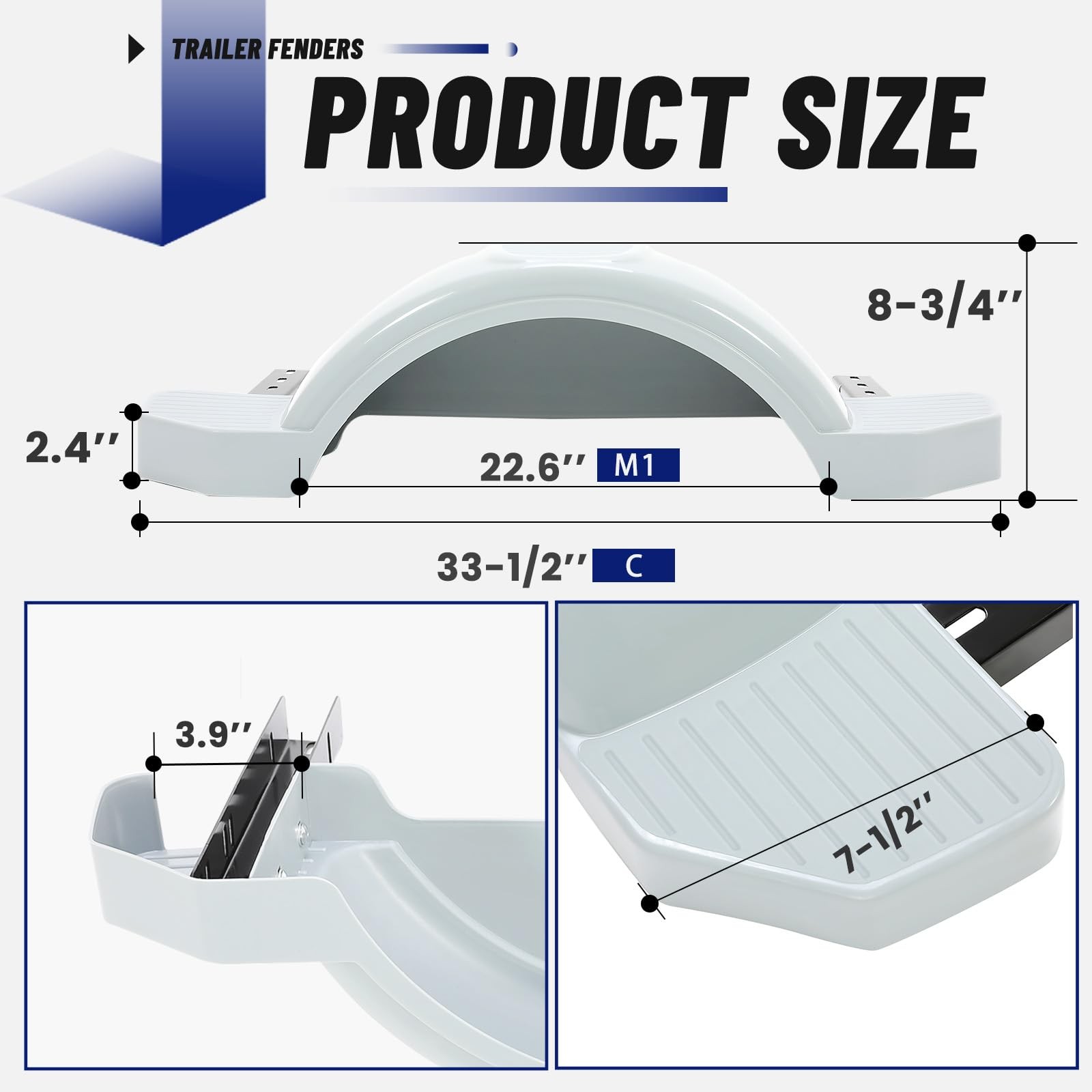 Pair Axle Trailers Fenders 12″ Wheels Tires Skirt Boat Molded 300lbs (Set of …