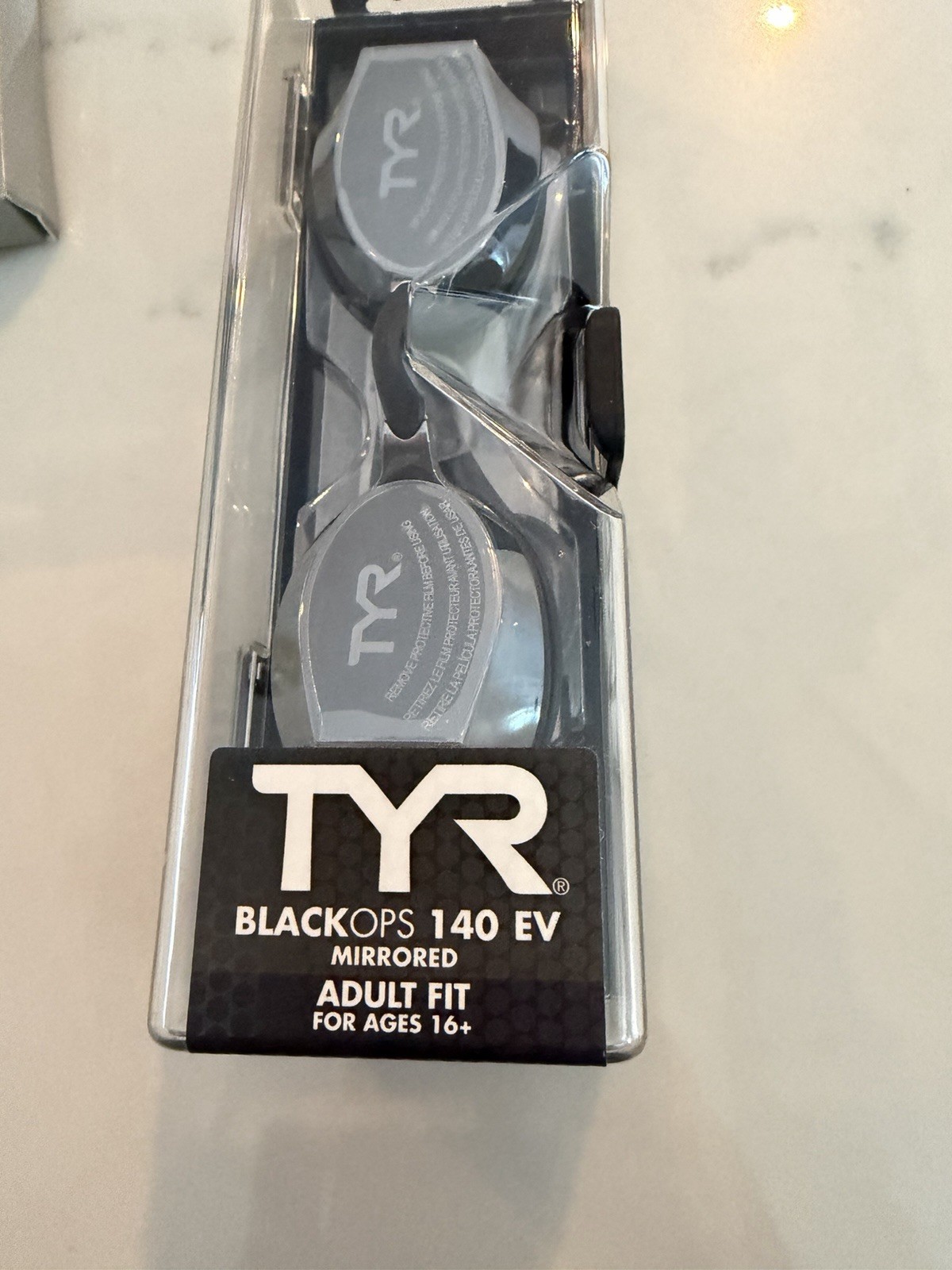 TYR Blackops 140 EV Mirrored Adult Fit Goggles-4 Pairs. 3 Silicone +2 Latex Caps