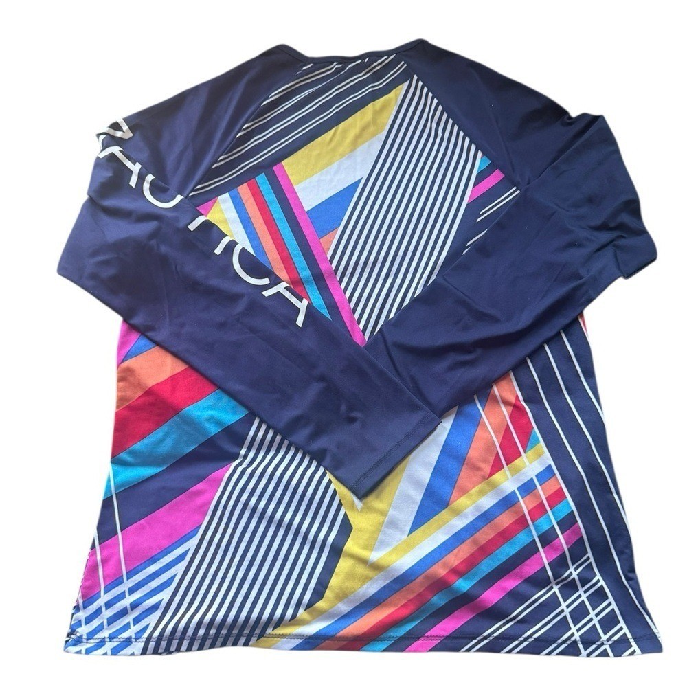 Nautica Women’s Vibrant Striped Long Sleeve Rashguard Tee