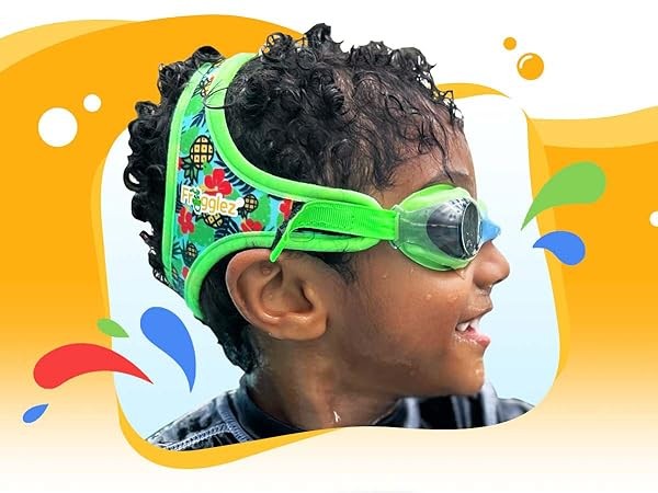 Frogglez Kids Anti Fog Swim Goggles Ages 3-10 Tropical Green UV Protection