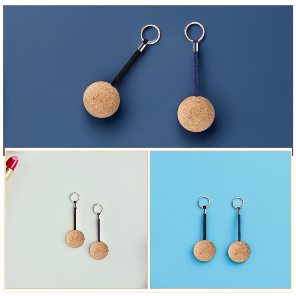 6Pcs Durable Cork Floating Keychains Lightweight Wood Ball for Boating Kayaking