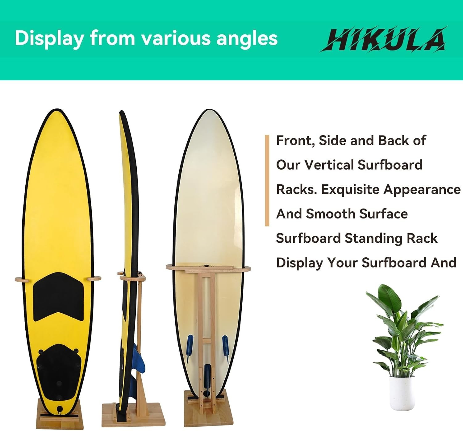 Surfboard Stand Rack Floor Display Organizer Wooden Shortboard Longboard Holder