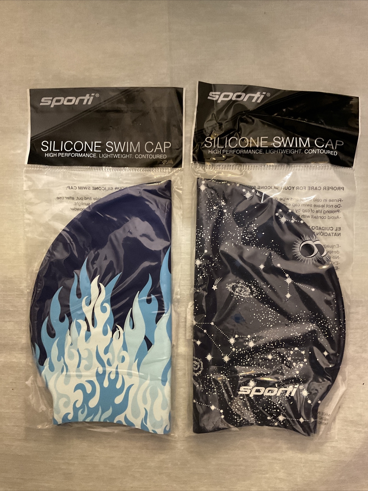 (Set Of 2)Sporti Swim Cap 100% Silicone NEW Sealed Multi Color High Performance
