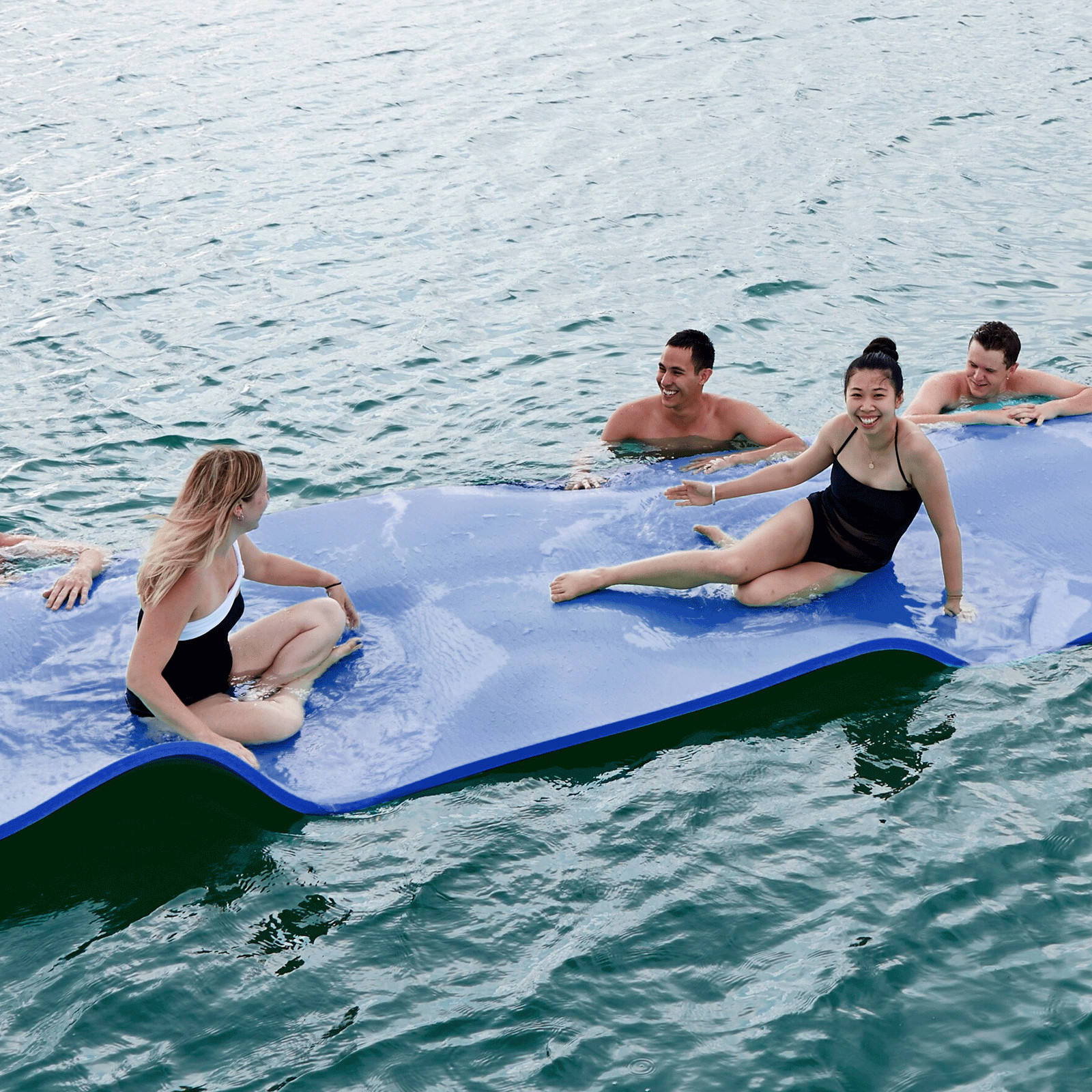 12 ft Blue Floating Water Pad 3-Layer XPE Foam Lounge Bed River Gaint Float Mat