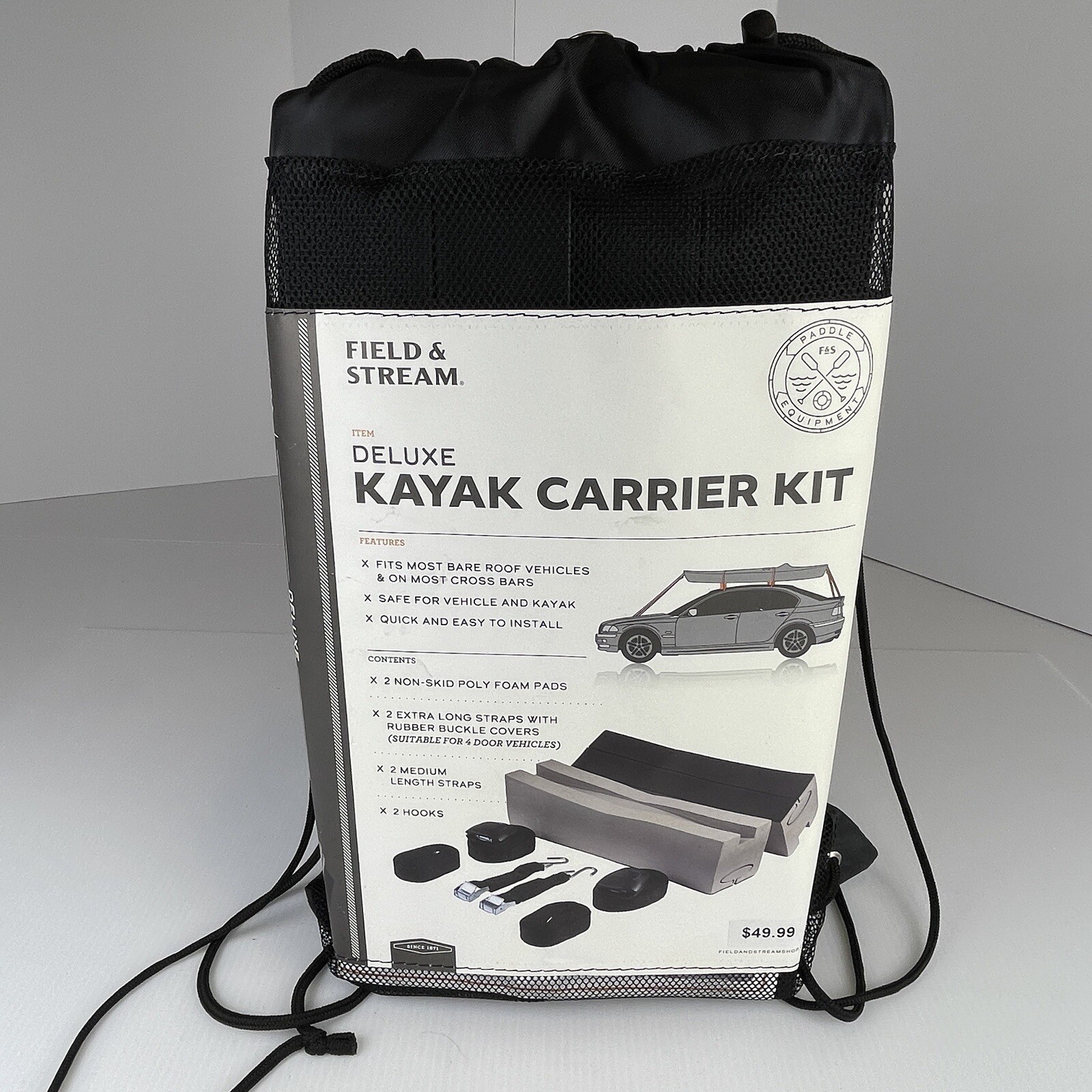DELUXE KAYAK CARRIER KIT – Quick Install Fits Most Vehicles – FIELD & STREAM !!!