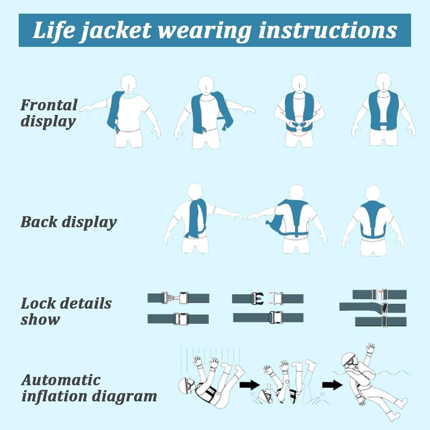 3-Pack 150N Automatic Inflatable Life Jacket for Adults – Adjustable Buoyancy Ve