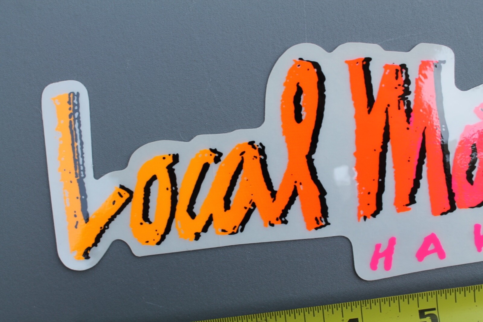 LOCAL MOTION Hawaii Clear Neon Orange Pink Fade 80’s Vintage Surfing STICKER