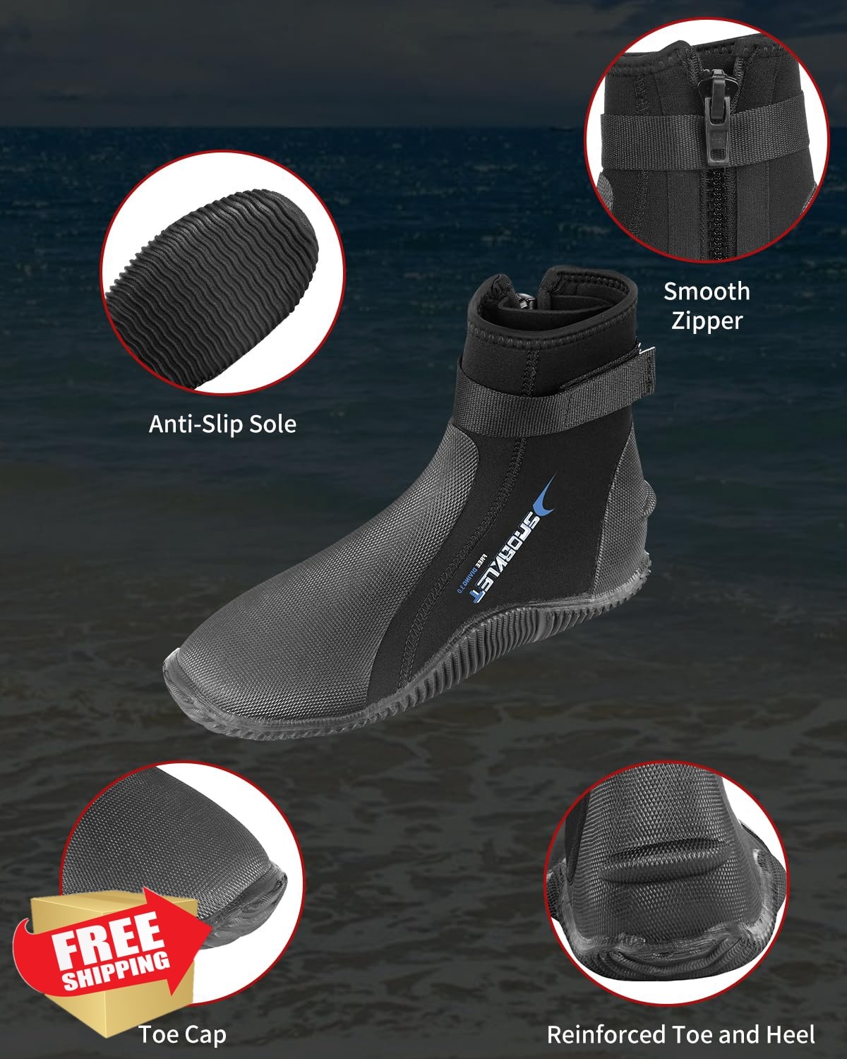 JSNORKLET 3mm Wetsuit Boots 15W/14M