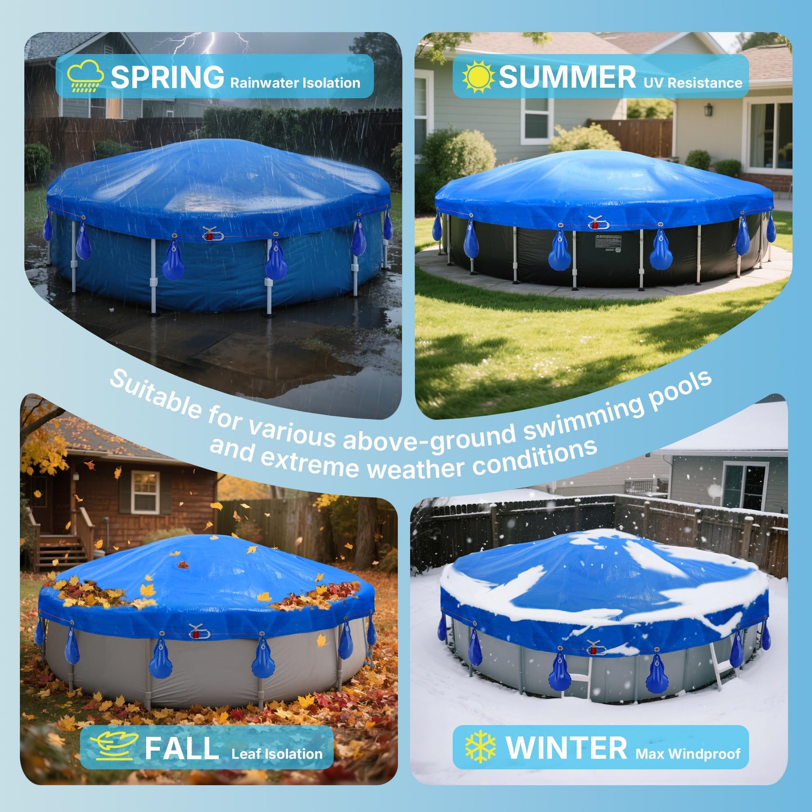 18′ Round Pool Cover for Above Ground Pools – Winter Above Ground Pool Cover …