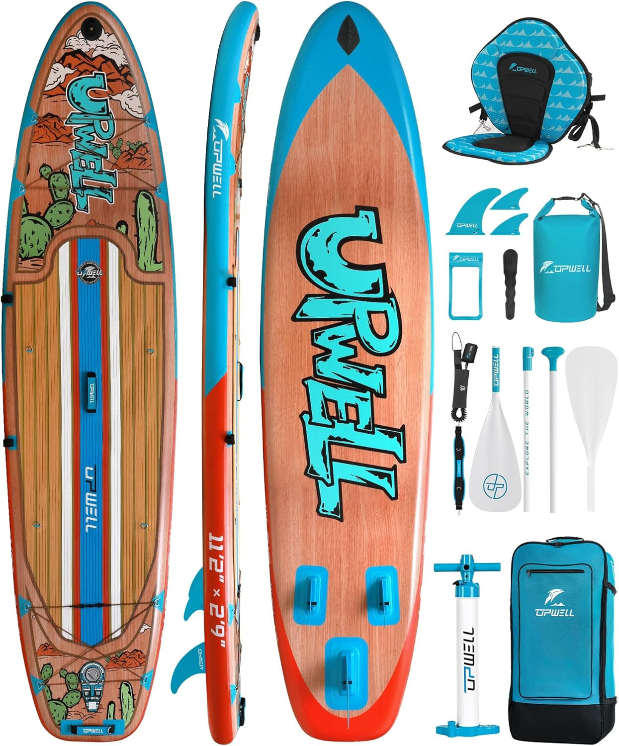 UPWELL 11’6”/11’2”/11’/10’8”/10’6”/10’2” Inflatable Stand up Paddle Board with S